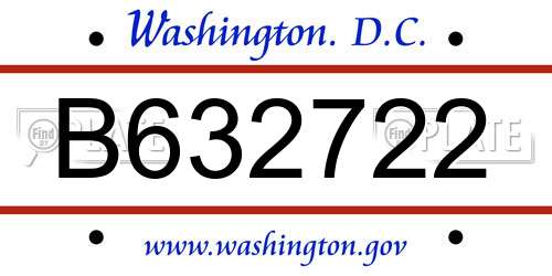 B632722 District Of Columbia License Plate