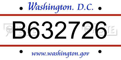 B632726 District Of Columbia License Plate