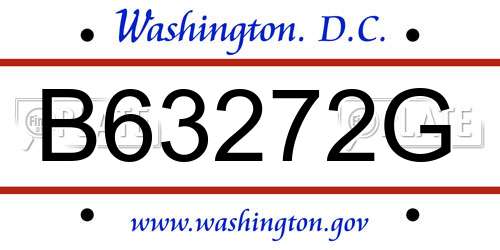 B63272G District Of Columbia License Plate