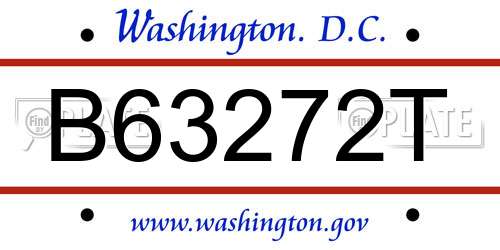 B63272T District Of Columbia License Plate