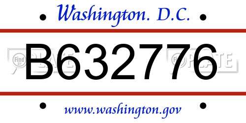 B632776 District Of Columbia License Plate