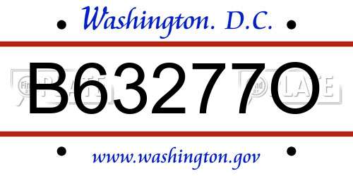 B63277O District Of Columbia License Plate