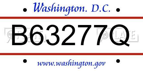 B63277Q District Of Columbia License Plate