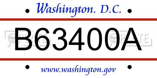 B63400A District Of Columbia License Plate