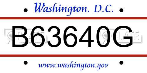 B63640G District Of Columbia License Plate