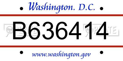 B636414 District Of Columbia License Plate