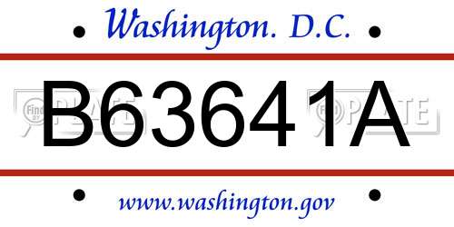 B63641A District Of Columbia License Plate