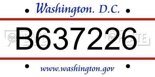 B637226 District Of Columbia License Plate