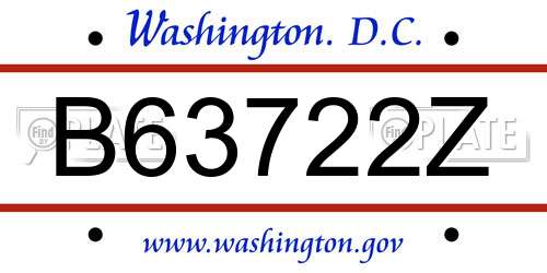 B63722Z District Of Columbia License Plate