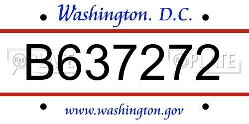 B637272 District Of Columbia License Plate