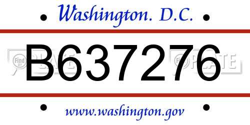 B637276 District Of Columbia License Plate