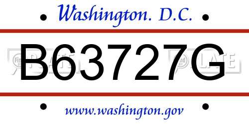 B63727G District Of Columbia License Plate