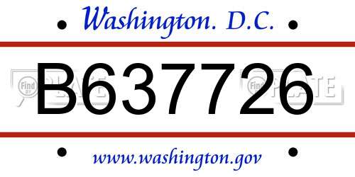 B637726 District Of Columbia License Plate
