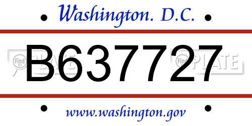 B637727 District Of Columbia License Plate