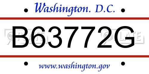 B63772G District Of Columbia License Plate