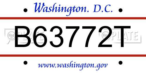 B63772T District Of Columbia License Plate