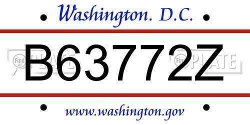 B63772Z District Of Columbia License Plate