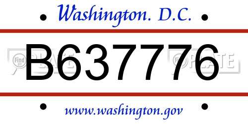 B637776 District Of Columbia License Plate