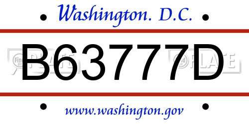 B63777D District Of Columbia License Plate