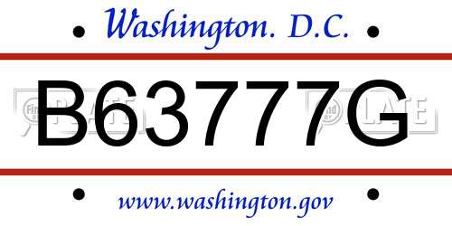 B63777G District Of Columbia License Plate