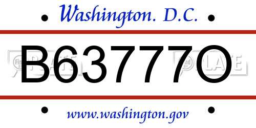 B63777O District Of Columbia License Plate