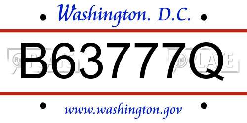 B63777Q District Of Columbia License Plate