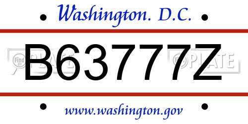 B63777Z District Of Columbia License Plate