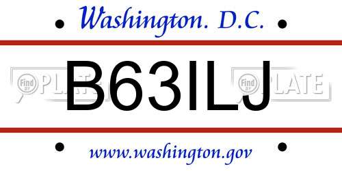 B63ILJ District Of Columbia License Plate