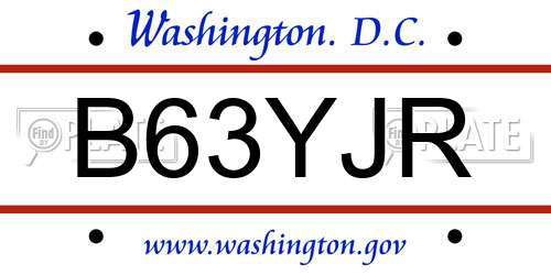 B63YJR District Of Columbia License Plate