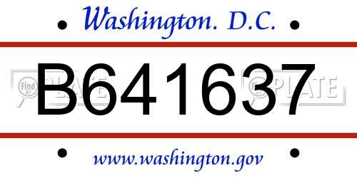 B641637 District Of Columbia License Plate