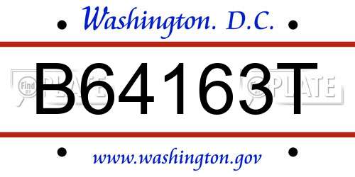B64163T District Of Columbia License Plate