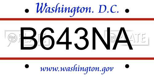 B643NA District Of Columbia License Plate