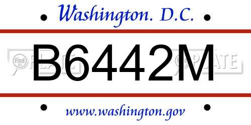B6442M District Of Columbia License Plate