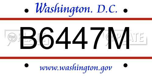 B6447M District Of Columbia License Plate