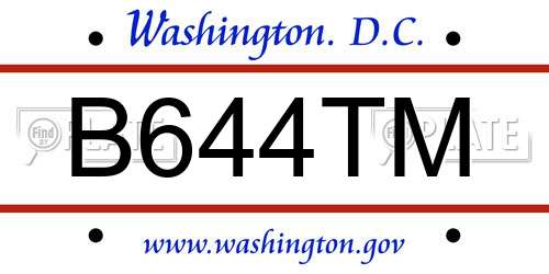 B644TM District Of Columbia License Plate