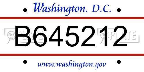 B645212 District Of Columbia License Plate