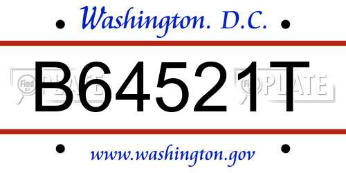 B64521T District Of Columbia License Plate