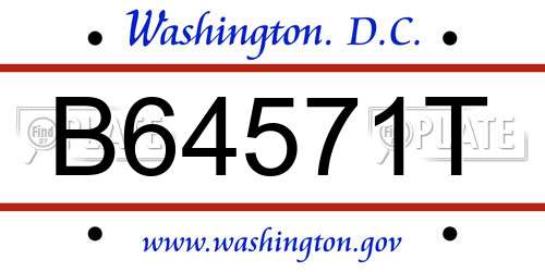 B64571T District Of Columbia License Plate