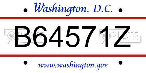 B64571Z District Of Columbia License Plate