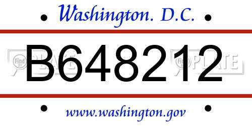 B648212 District Of Columbia License Plate