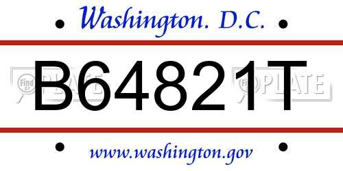 B64821T District Of Columbia License Plate