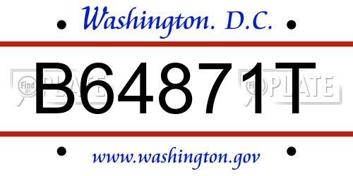 B64871T District Of Columbia License Plate