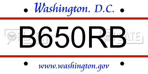 B650RB District Of Columbia License Plate