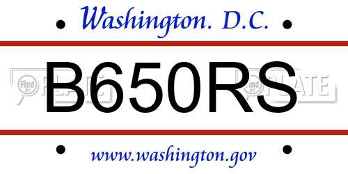 B650RS District Of Columbia License Plate
