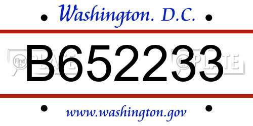 B652233 District Of Columbia License Plate