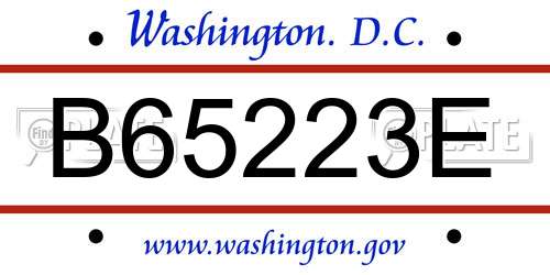 B65223E District Of Columbia License Plate