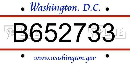 B652733 District Of Columbia License Plate