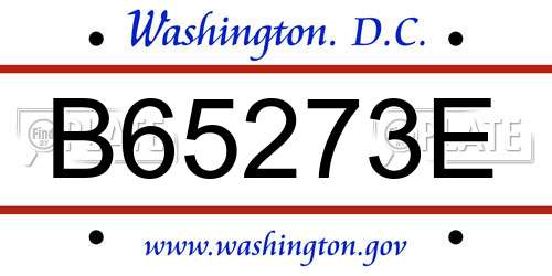 B65273E District Of Columbia License Plate