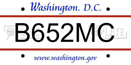 B652MC District Of Columbia License Plate