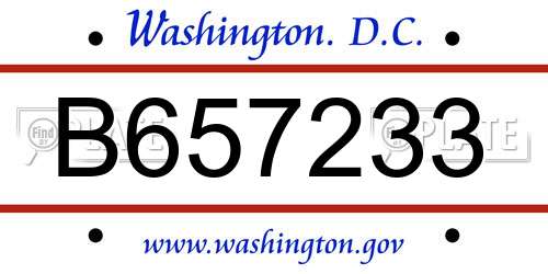 B657233 District Of Columbia License Plate